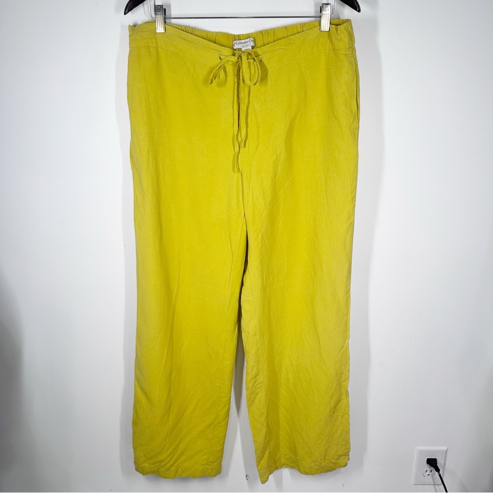 Coldwater Creek Lime Green Wide Leg Drawstring Pants
